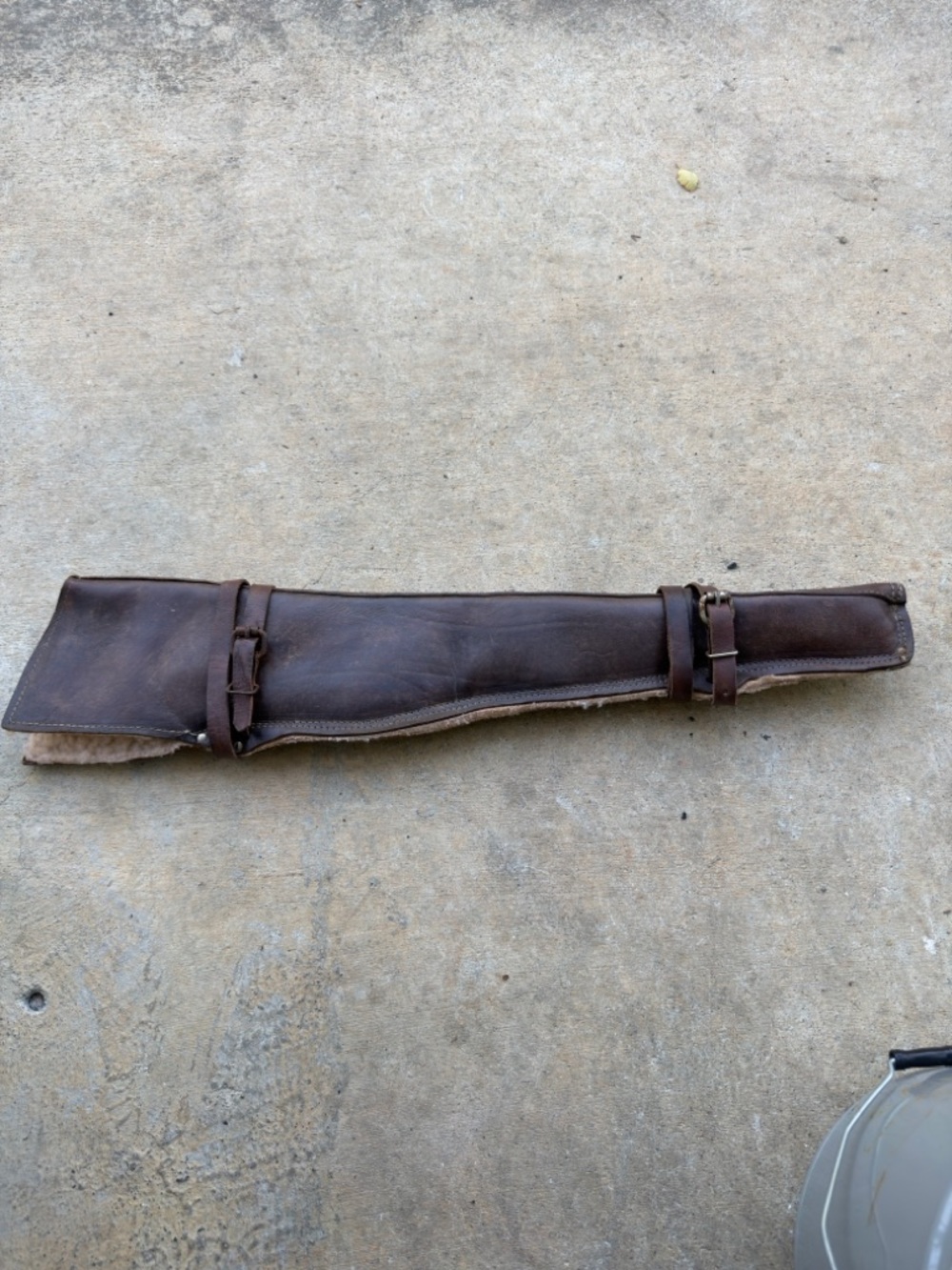 Brown Leather Rifle or Gun Slip Case with Shearling Lining
